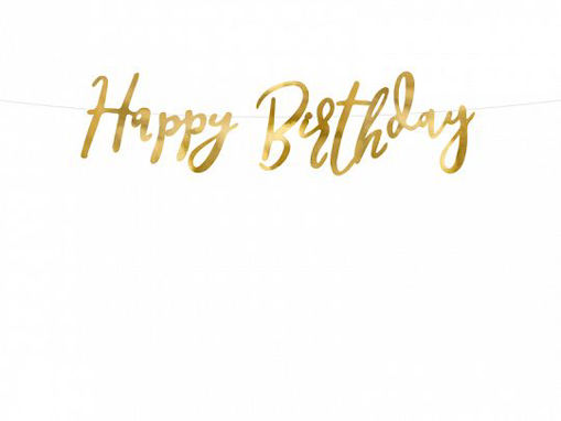 Picture of BANNER HAPPY BIRTHDAY GOLD 16.5X62CM
